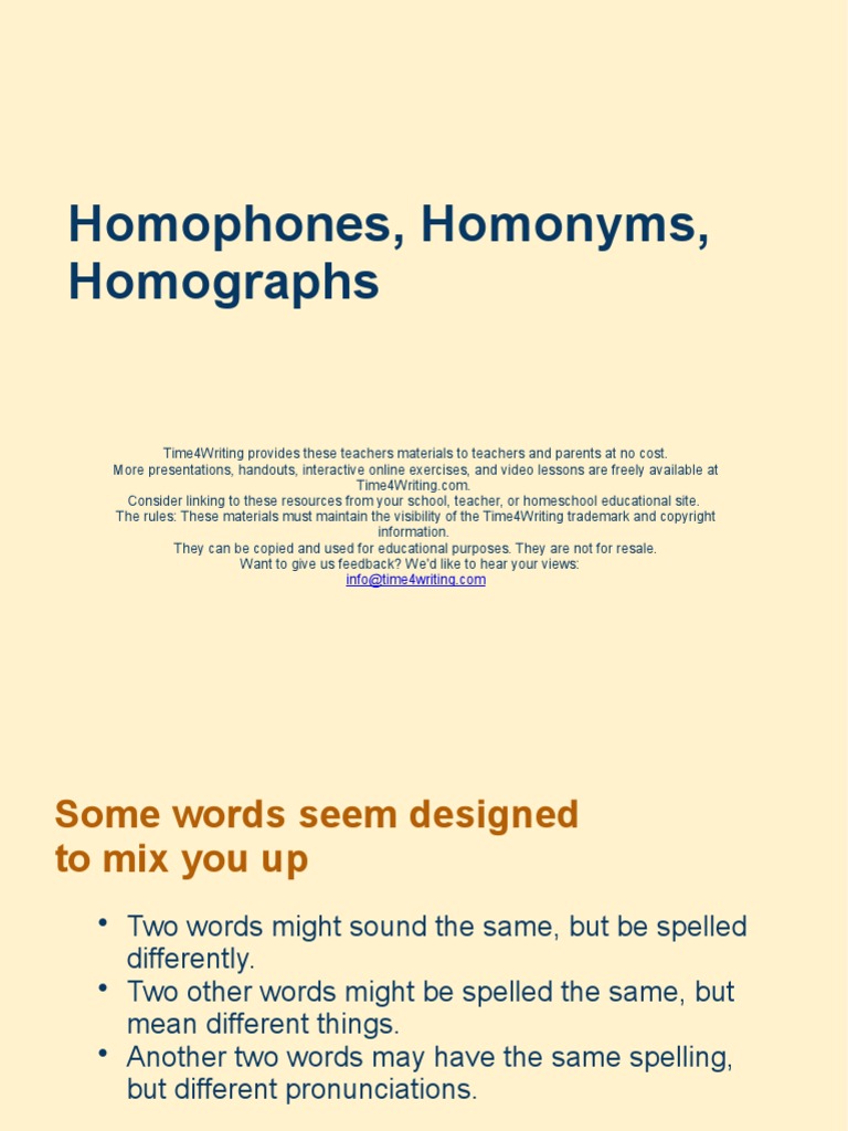 Homophones Homonym PDF Linguistics