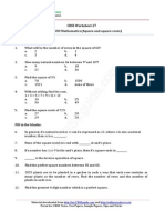 CBSE Worksheet-27 CLASS - VIII Mathematics (Square and Square Roots)