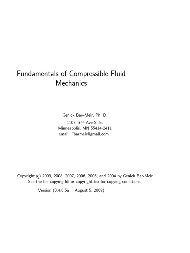 Fundamentals of Compressible Fluid Mechanics | PDF | Technology ...