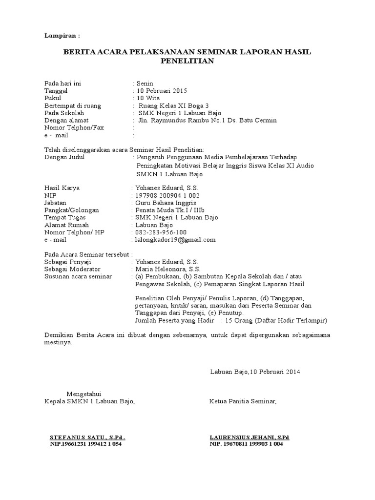 Contoh Format Laporan Hasil Seminar Seputar Laporan