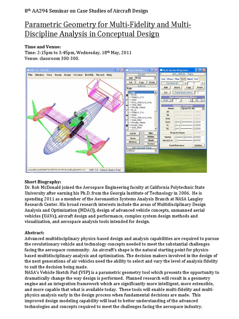 Parametric Geometry For Multi Fidelity and Multi Discipline Analysis in