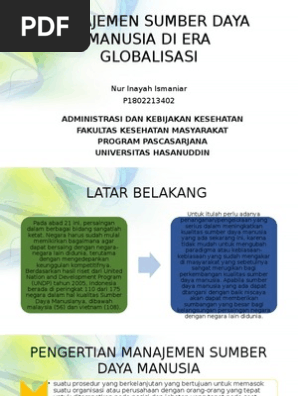 Manajemen Sumber Daya Manusia Di Era Globalisasi Pptx