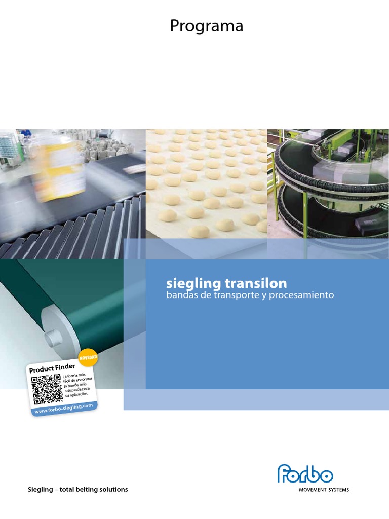 Soluciones de bandas Siegling Transilon | PDF | Revestimiento | Transporte