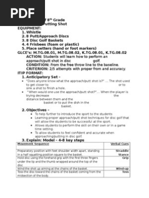 Itip Lesson Plan Form Golf Stroke Mechanics Leisure