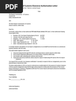 SAMPLE Format of Customs Clearance Authorisation Letter: On Importing Customer Name Letterhead