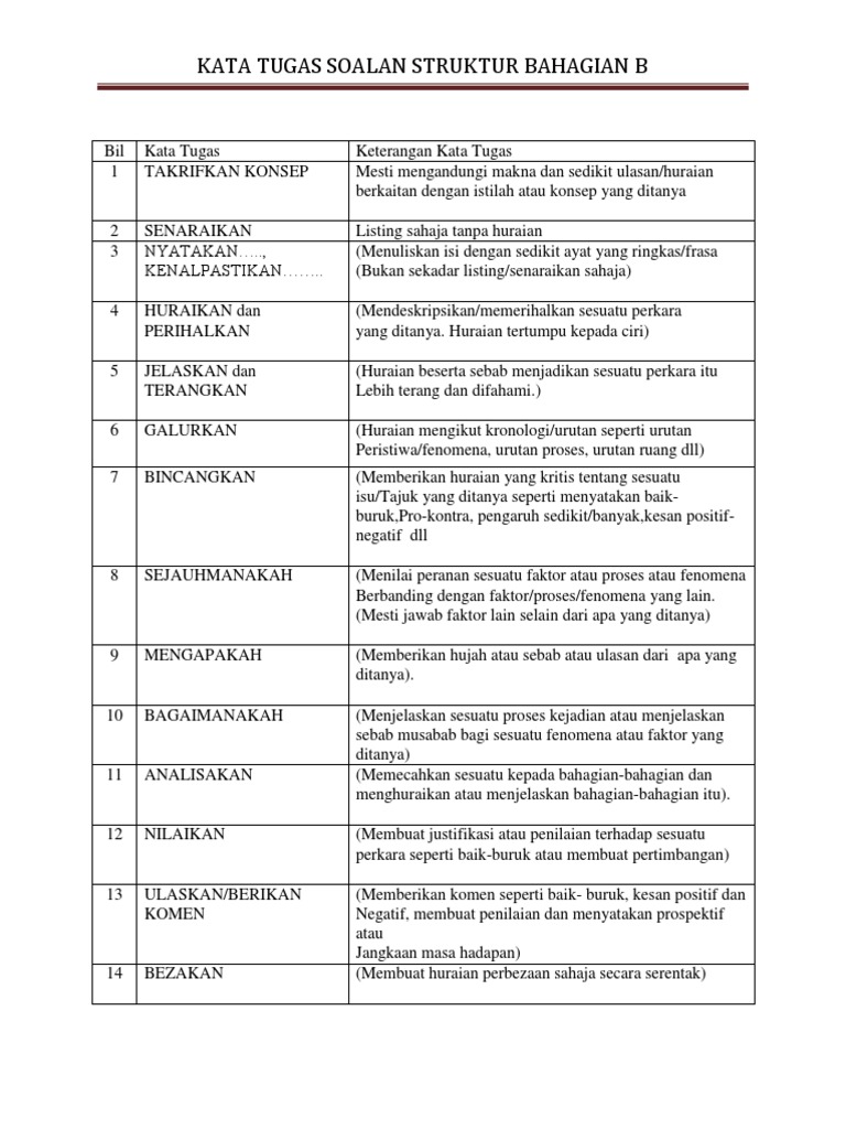 Kata Tugas Soalan Struktur Pdf
