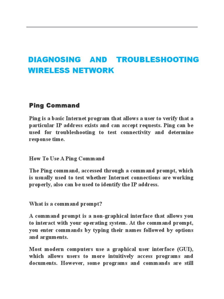 Diagnosing and Troubleshooting Wireless Network | PDF | Command Line ...