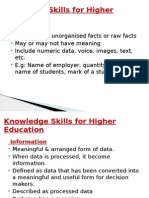 Knowledge Skills For Higher Education