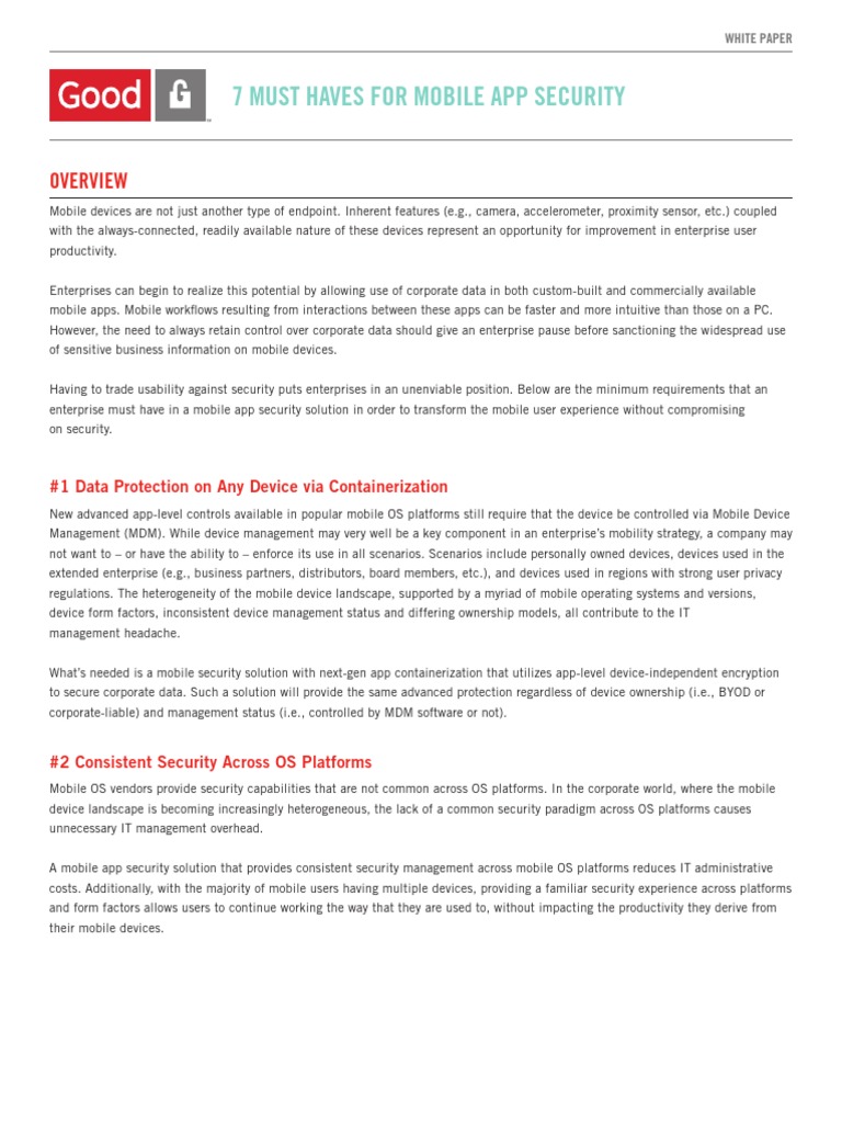 WP 7 Must Haves For Mobile App Security 2 | PDF | Mobile App | Password