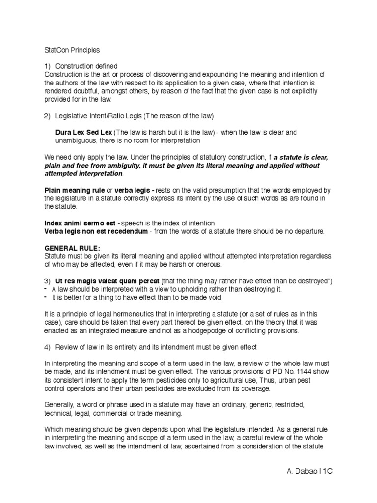 Principles of Statutory Construction | PDF | Statutory Interpretation ...