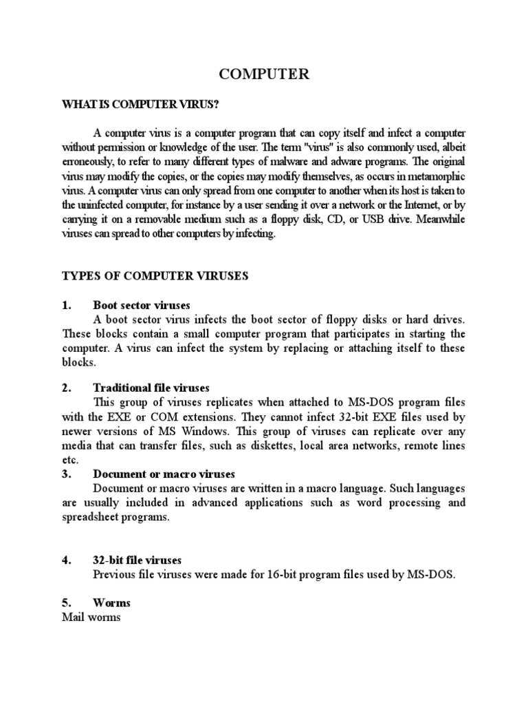Computer: What Is Computer Virus? | PDF