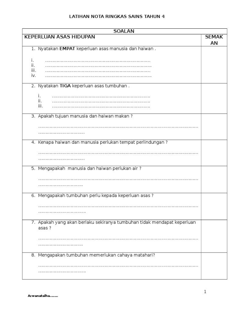 Soalan Sains Tahun 4 Fotosintesis - Rinnys Words