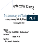 Lo Mboy, Awang, D.O.S., Maguindanao: Theme: "Worship The LORD in The Beauty of Holiness." - Psalm 96:8