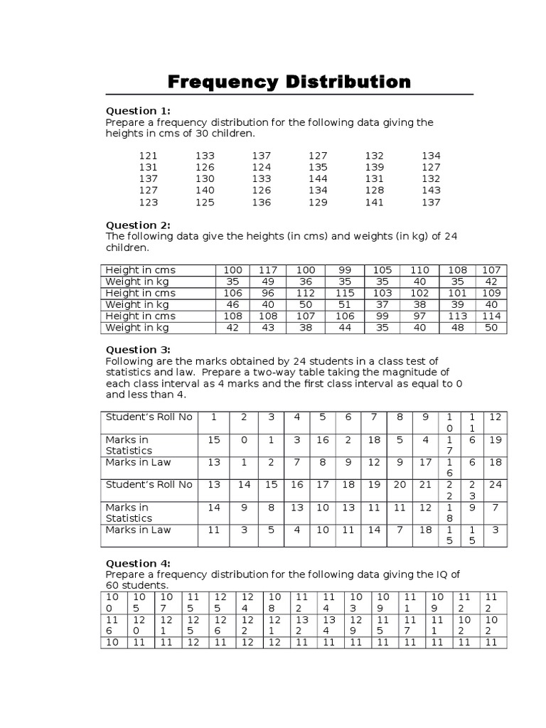 Questions On Frequency Distribution | PDF