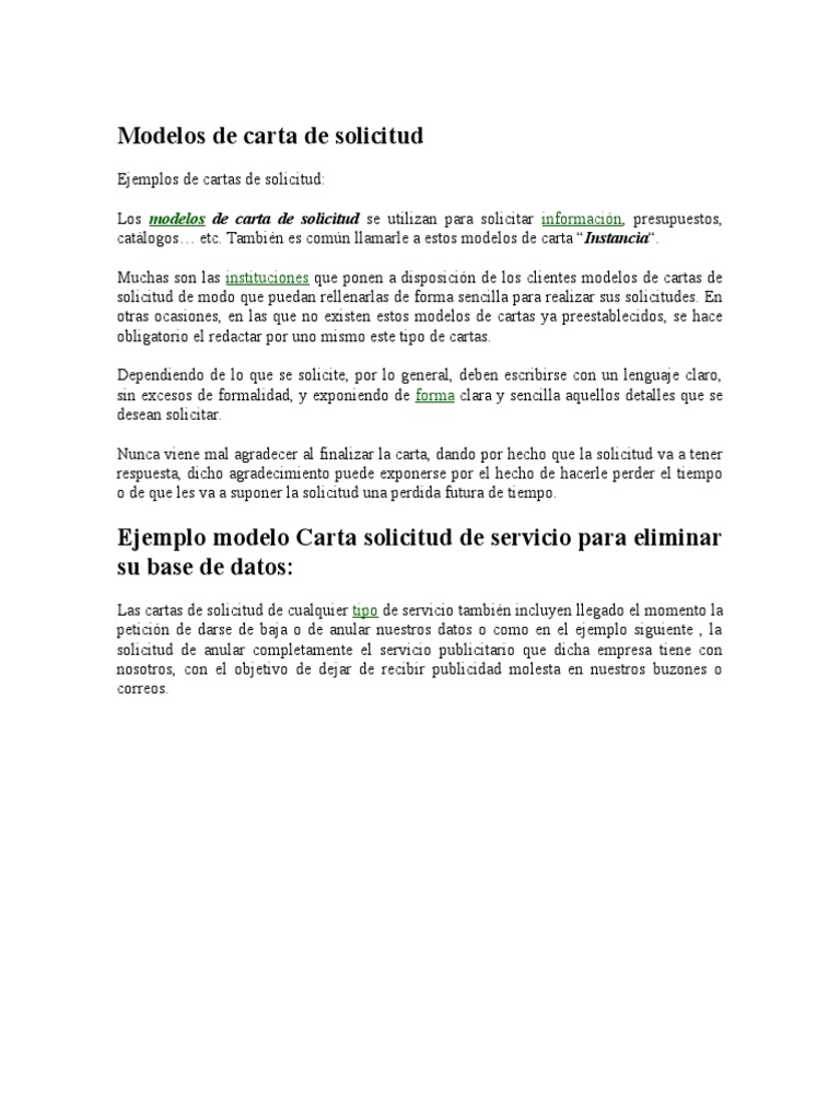 Modelos De Carta De Solicitud Pdf