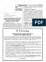 Ley 30359 - Ley para la implementación de acuerdos binacionales entre Perú y Ecuador y ejecución del PEBPT