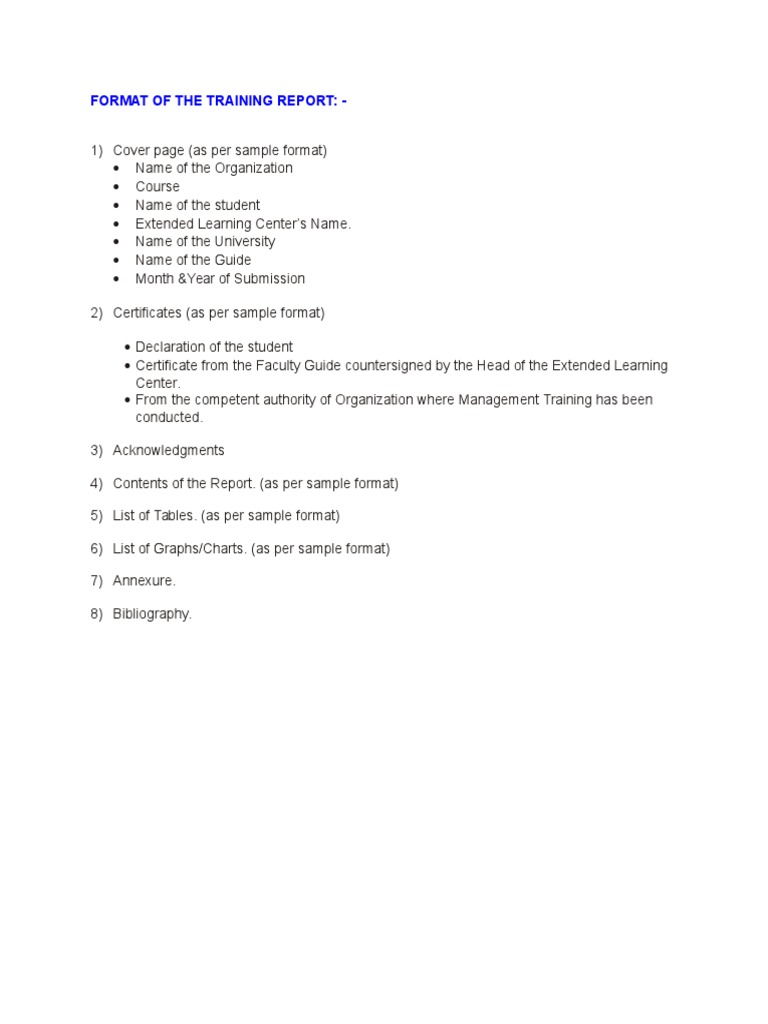 Training Report Writing Guidelines | PDF | Master Of Business ...