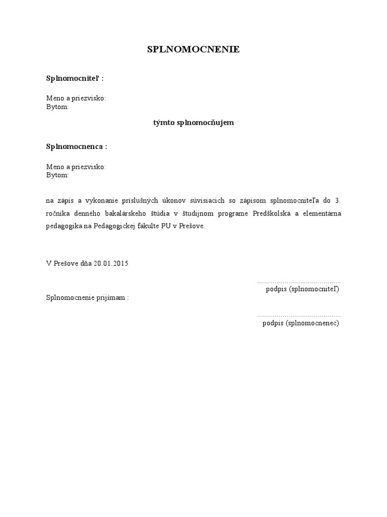 Splnomocnenie | PDF