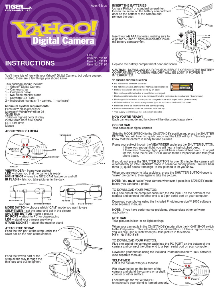 Instructions: 4 Aaa Batteries | PDF | Camera | Shutter (Photography)