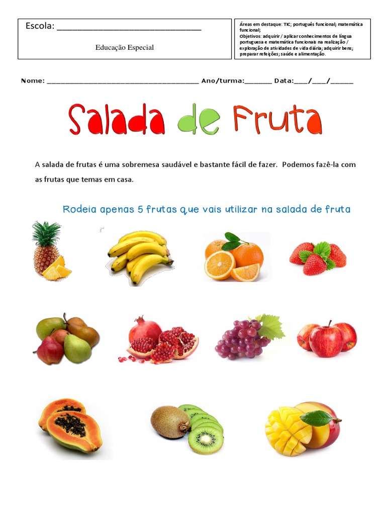 Ideias com História - Salada de Frutas – Por uma Alimentação Saudável Um  jogo que valoriza a importância da alimentação e a interiorização de que  para se ser saudável é indispensável uma