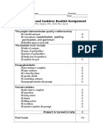 God Booklet Book Report Rubric