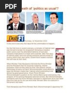 The Slow Death of Politics As Usual'