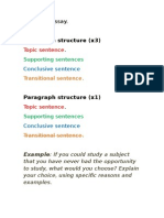 Paragraph Structure (x3) : 300-Word Essay