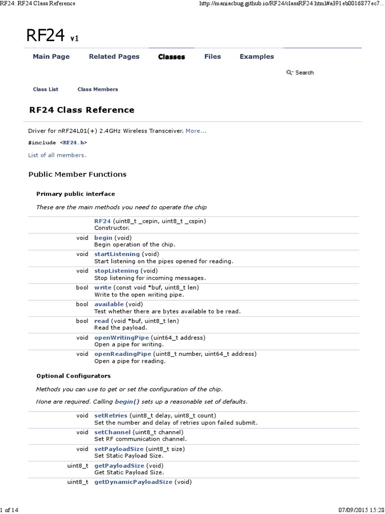 Datashee Fungsi RF24 | PDF | Transmission Control Protocol | Areas Of ...