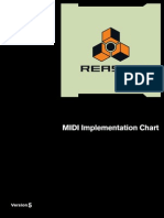 Reason 5 MIDI Implementation Chart