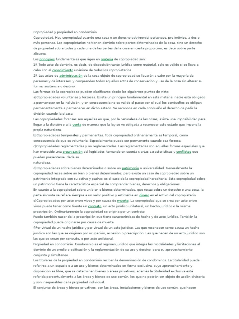Copropiedad y Propiedad en Condominio Posesión (Ley