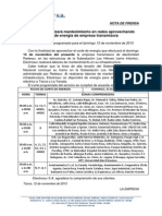 Modelo de nota de prensa institucional del sector eléctrico