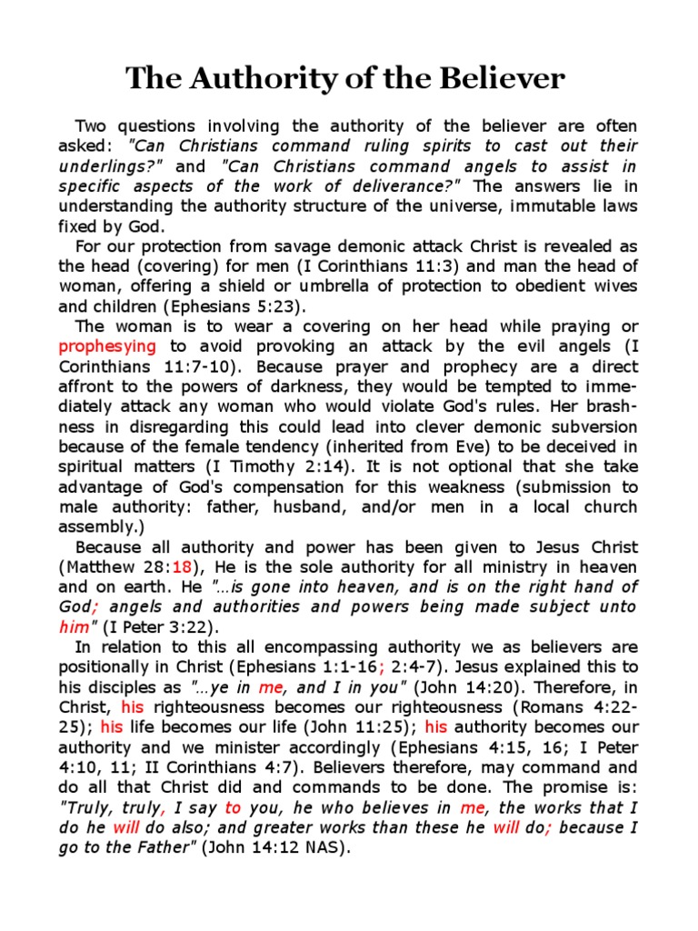 The Authority of The Believer Prophesying PDF Gospel Of Matthew