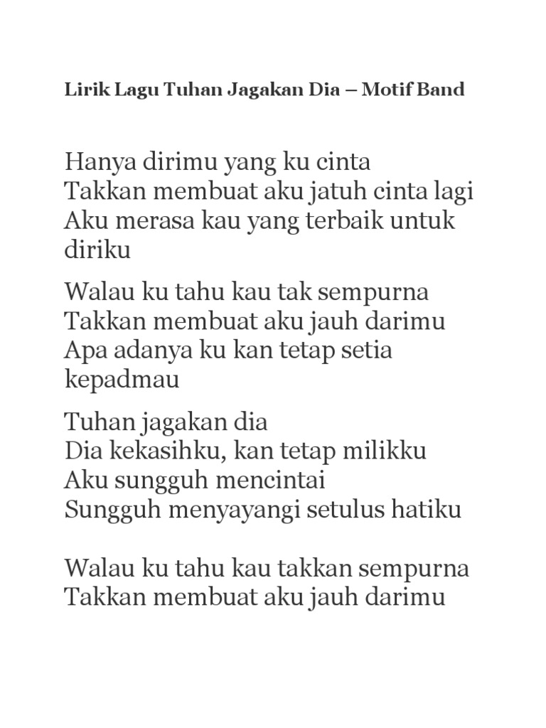 Lagu Tuhan Jagakan Dia Lirik