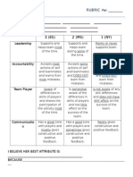 Coachs and Players Rubric
