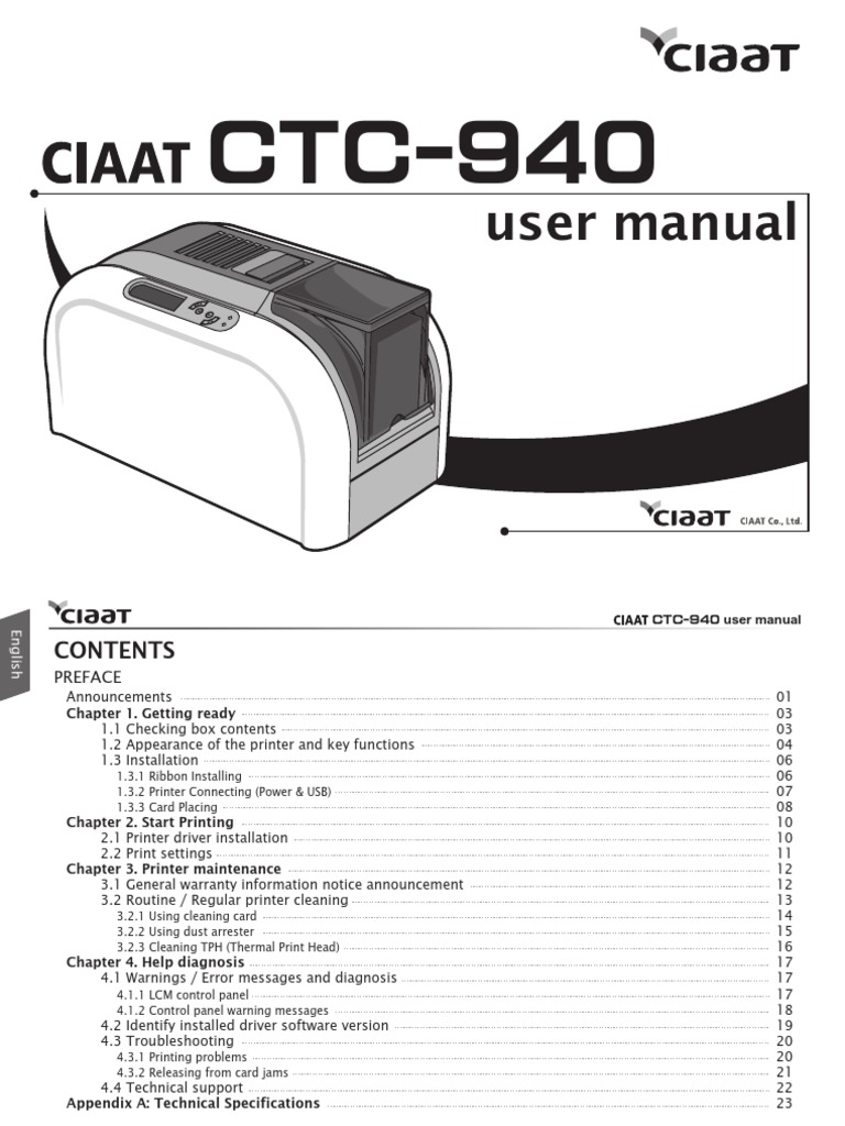 Ciaat CTC-940 user manual | Printer (Computing) | Electrical Connector