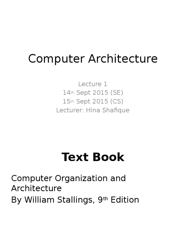 Computer Organization and Architecture by William Stalling | PDF ...