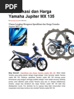 Spesifikasi Dan Harga Yamaha Jupiter MX 135