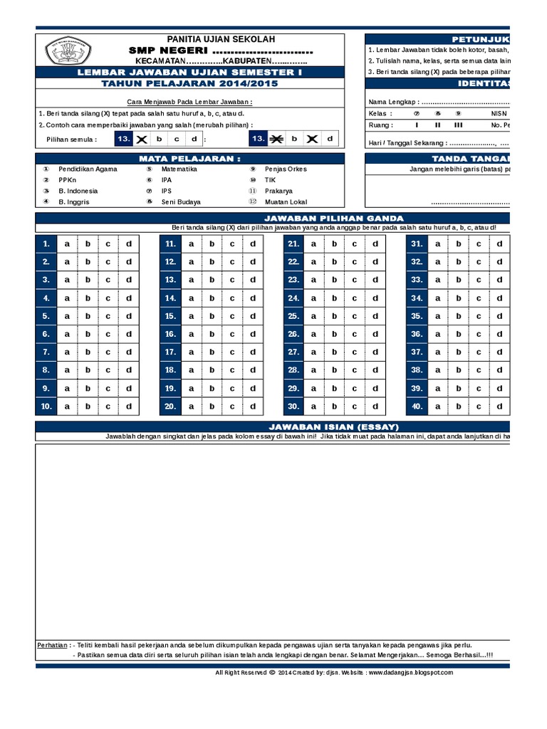 Lembar Jawaban Ujian Semester