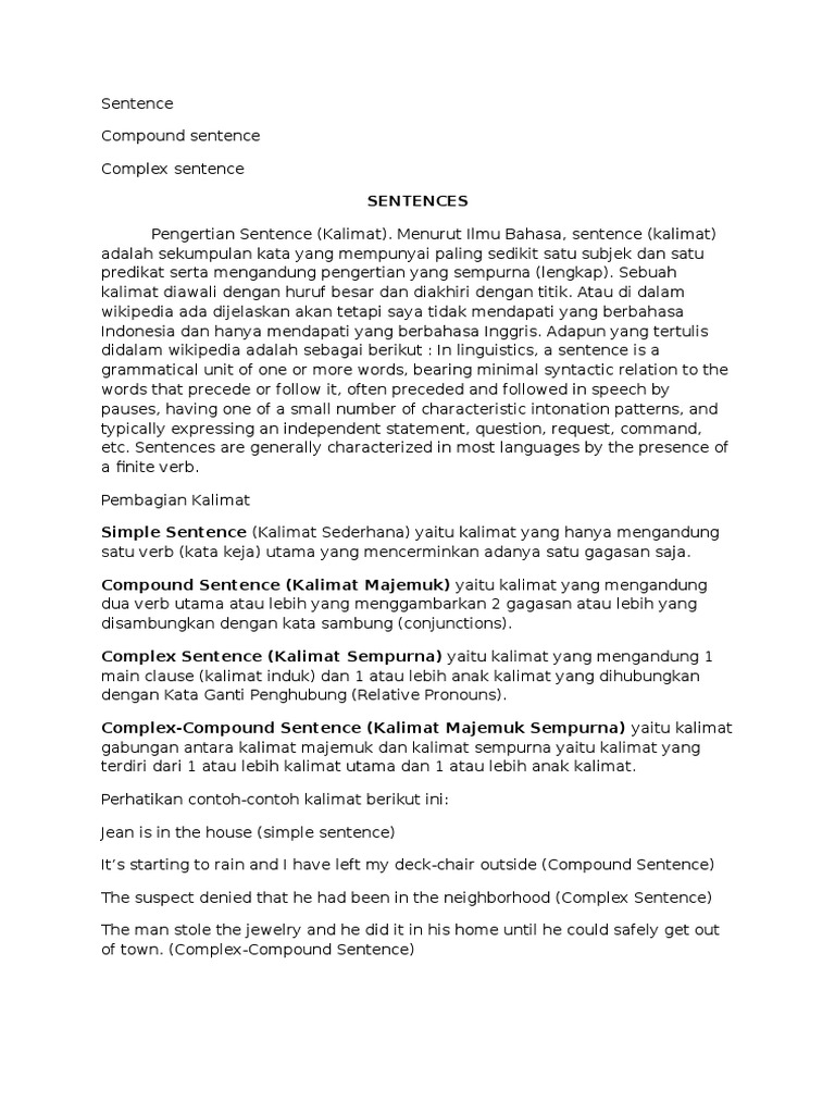 Simple Pound Plex Sentences Kalimat Linguistik Klausa