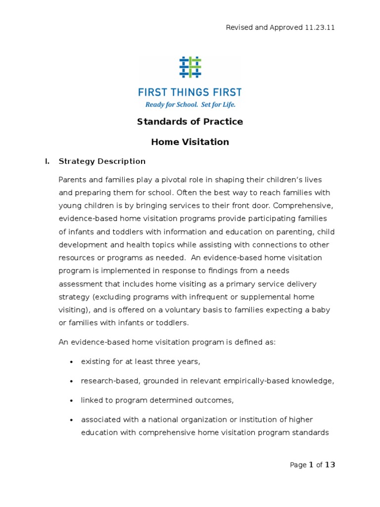 Home Visitation Standards of Practice | PDF | Evidence Based Practice ...