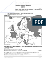 Model de subiecte la Geografie Bac 2016