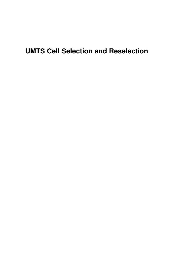 UMTS Cell Selection and Reselection Guide | PDF | Telecommunications ...