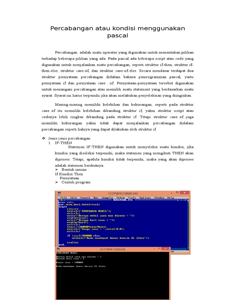 Struktur Percabangan dalam Pascal | PDF | Metode & Bahan Ajar | Komputer