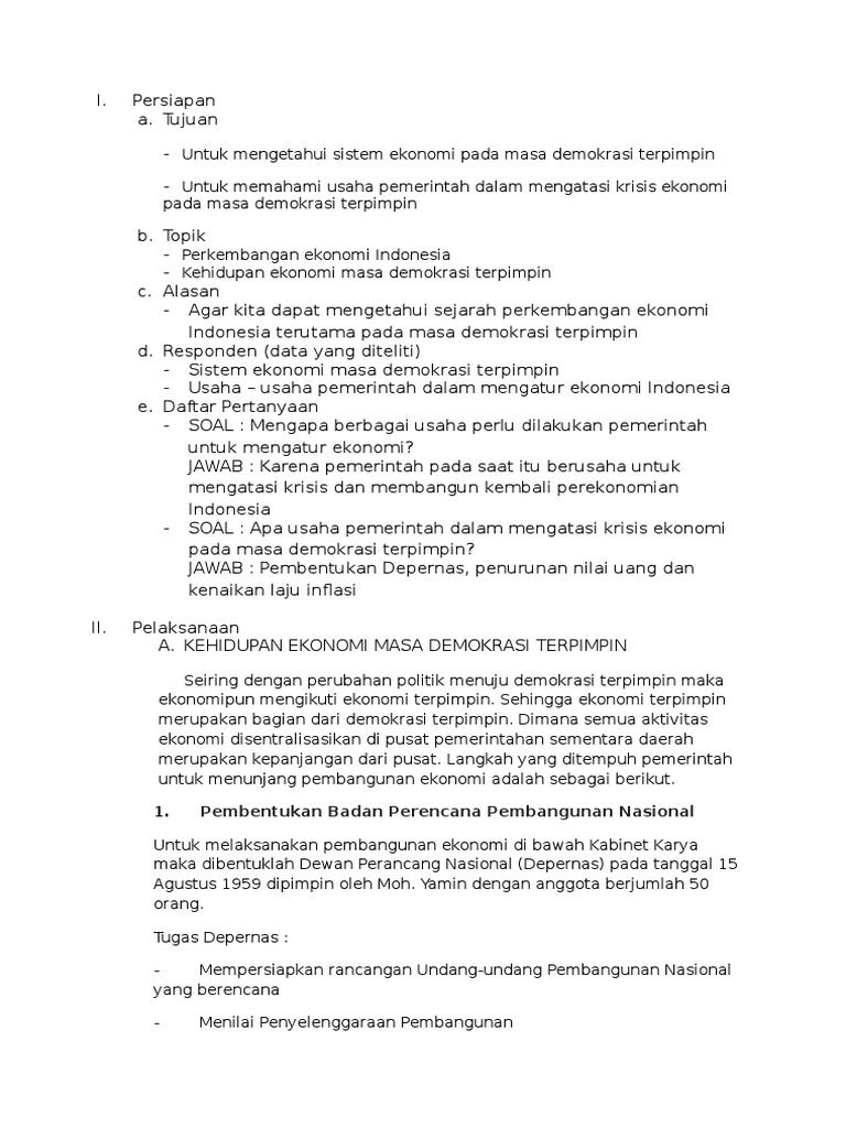 Contoh Soal Indonesia Masa Demokrasi Terpimpin Bidang Politik - Guru Paud