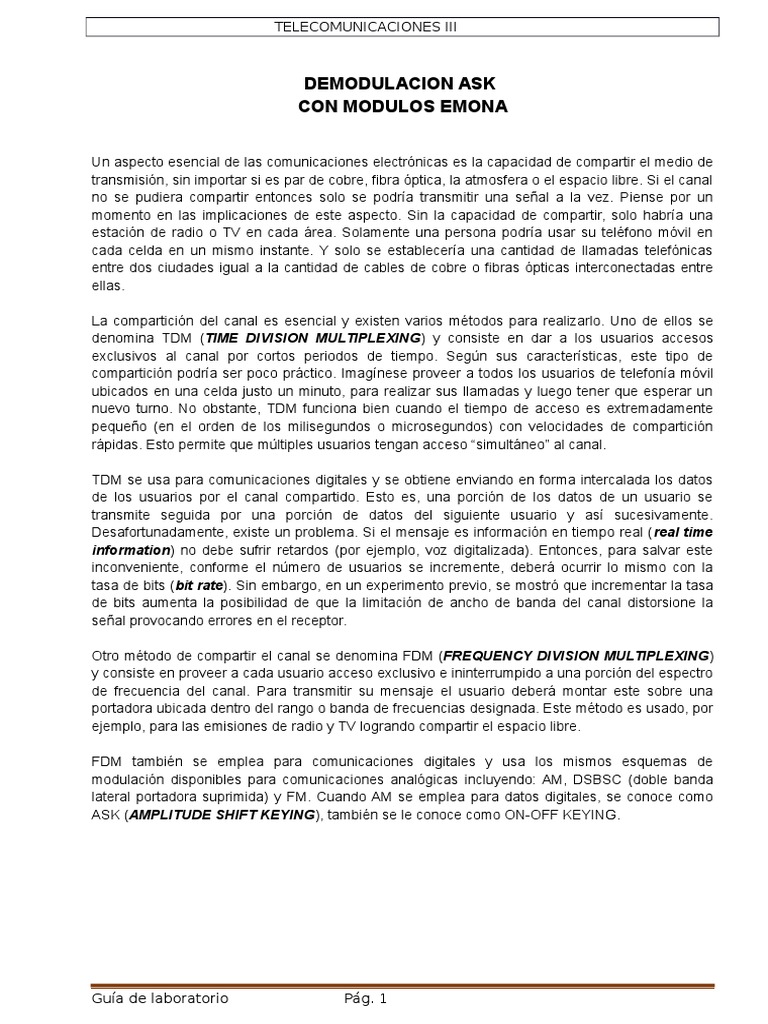 Demodulación ASK en Telecomunicaciones | PDF | Ingeniería Electrónica ...
