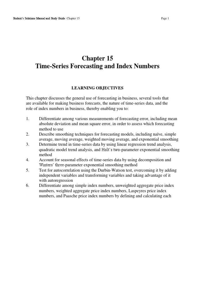 Time-Series Forecasting and Index Numbers: Learning Objectives | PDF ...