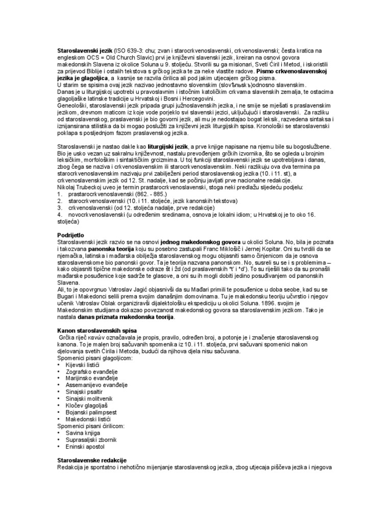 Staroslavenski Jezik | PDF