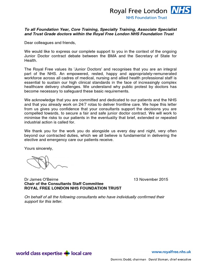 Letter in Support of Junior Doctors | PDF