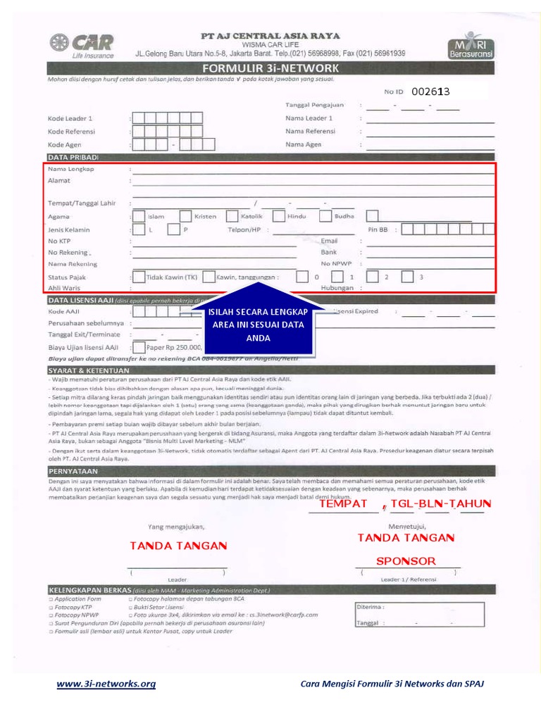 5a. Cara Mengisi Formulir - Formulir 3i & SPAJ PDF | PDF | Karier ...