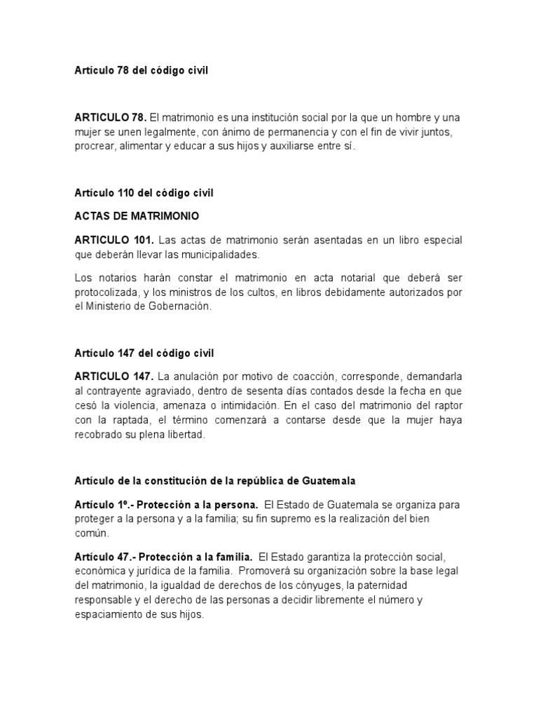 Artículo 78 Del Código Civil PDF Derecho penal Violencia